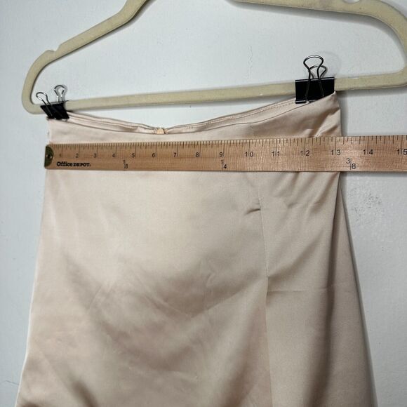 Silkhour Ayu Champagne Satin Skirt Front Kick Split Back Zip Back Sexy Mini SM - Picture 7 of 12